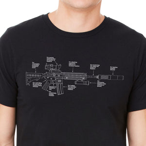 Components of Freedom Carbine Schematic T-Shirt - Liberty Maniacs