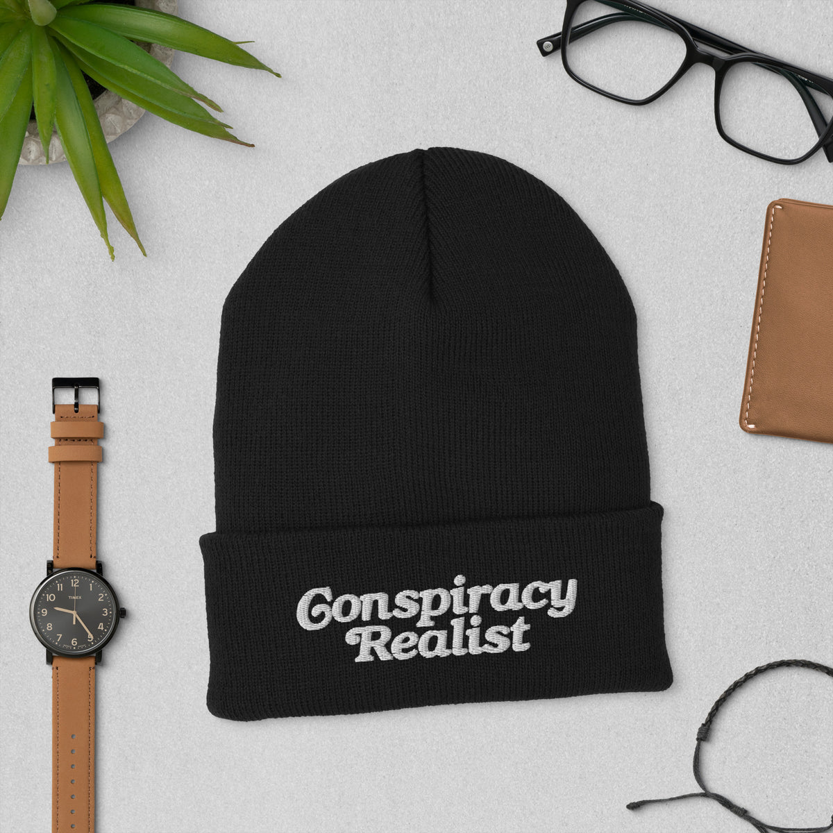 Conspiracy Realist Embroidered Cuffed Beanie