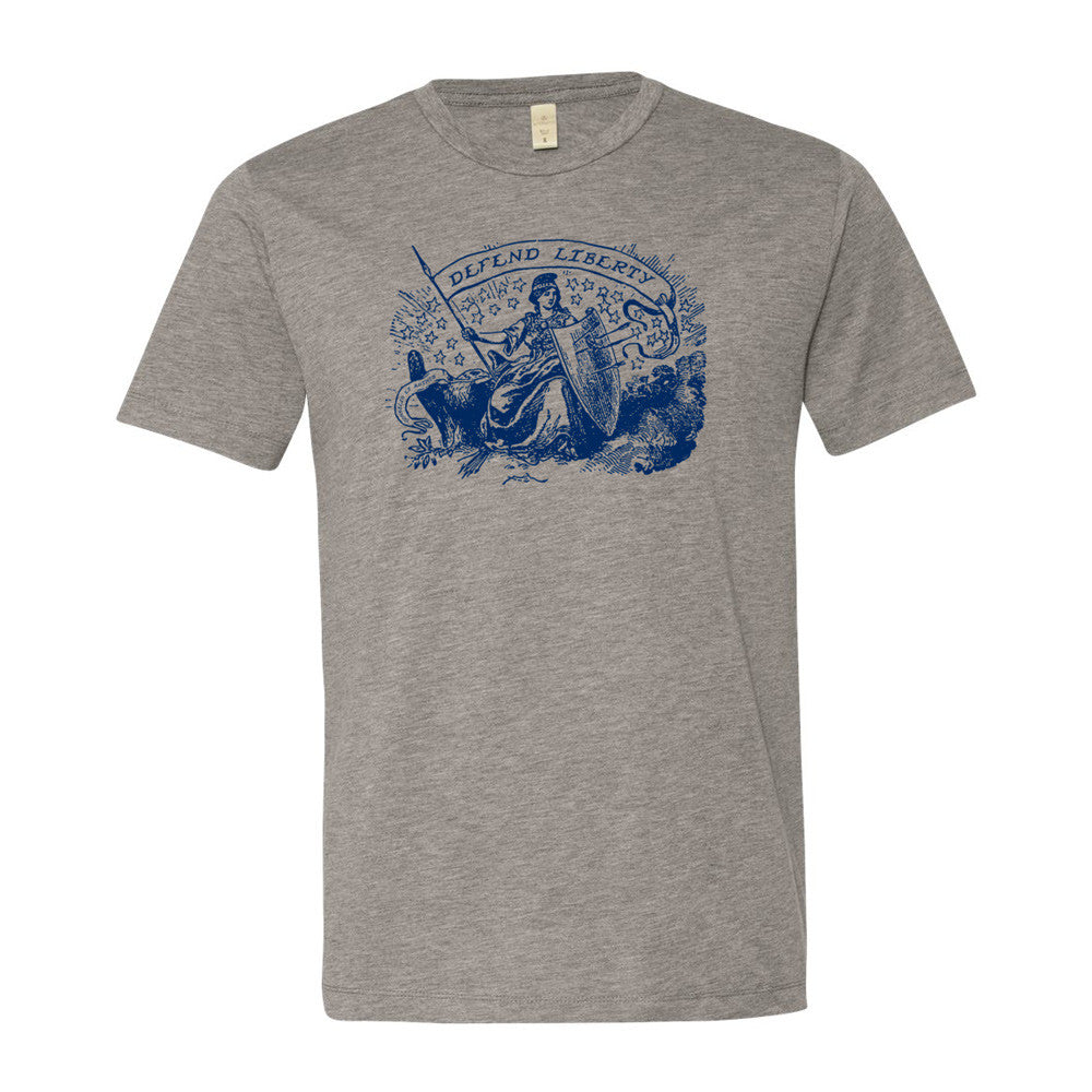 Defend Liberty heather grey graphic tee by Liberty Maniacs