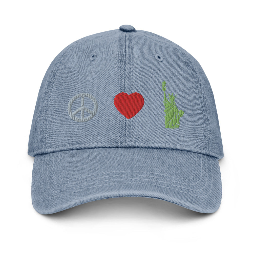 Peace Love Liberty Denim Hat