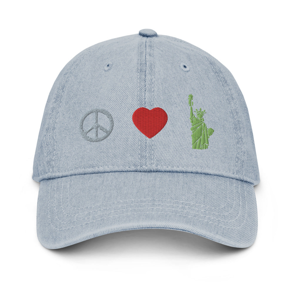Peace Love Liberty Denim Hat
