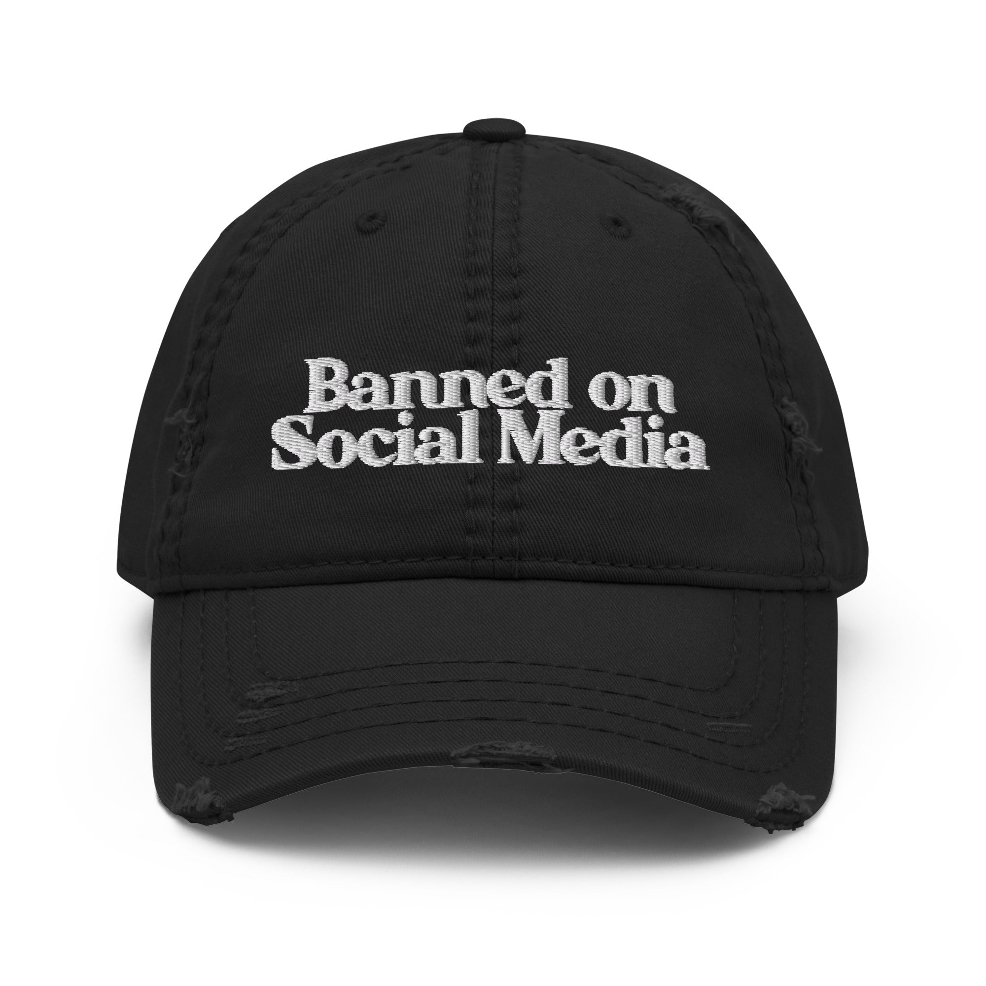 Banned On Social Media Distressed Dad Hat
