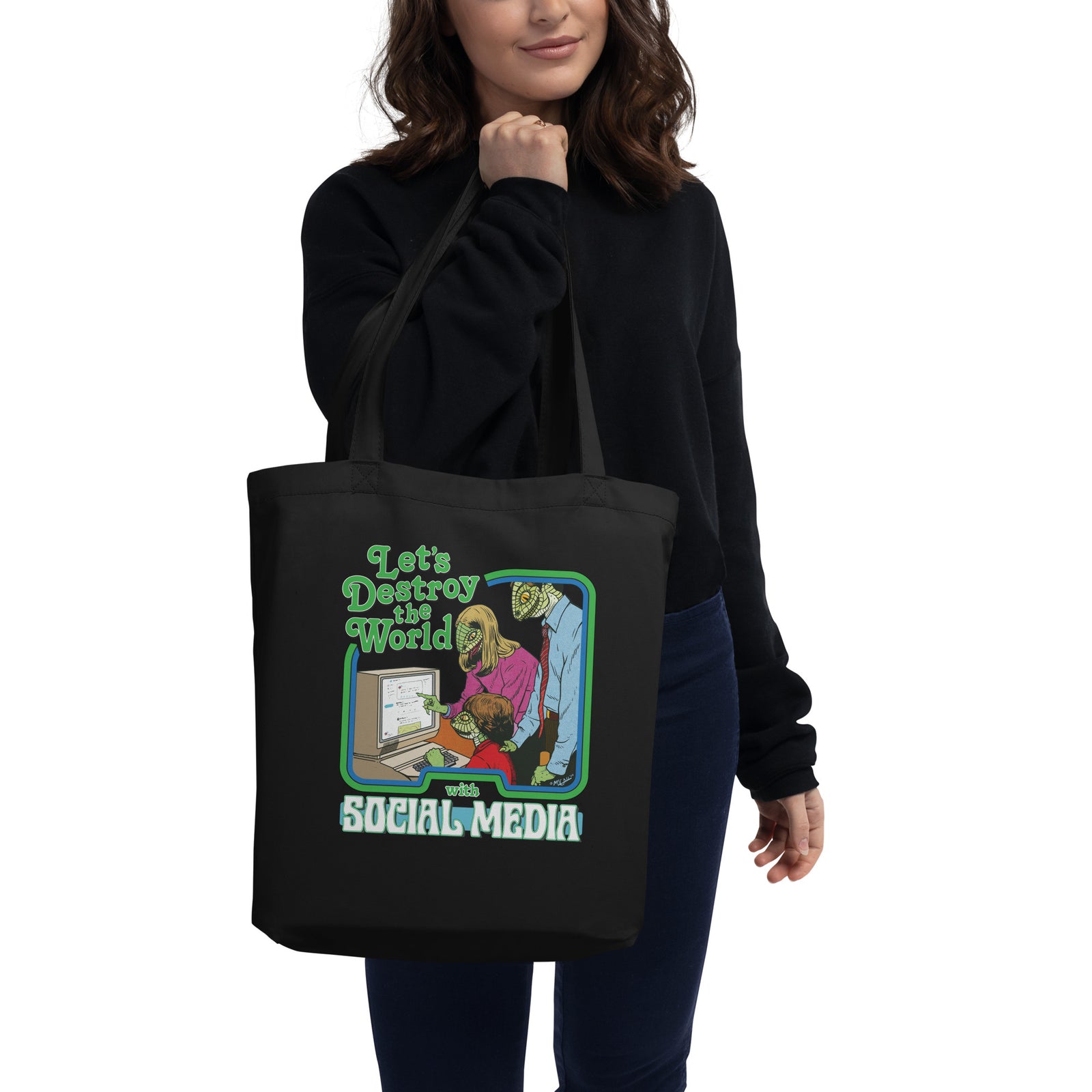 Let’s Destroy the World with Social Media Eco Tote Bag