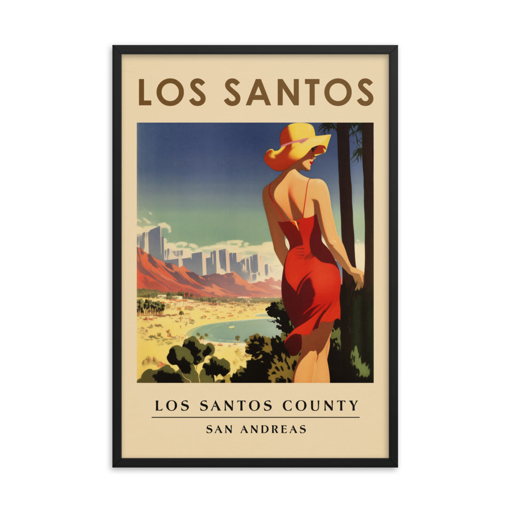 Los Santos Art Deco Framed Travel Poster