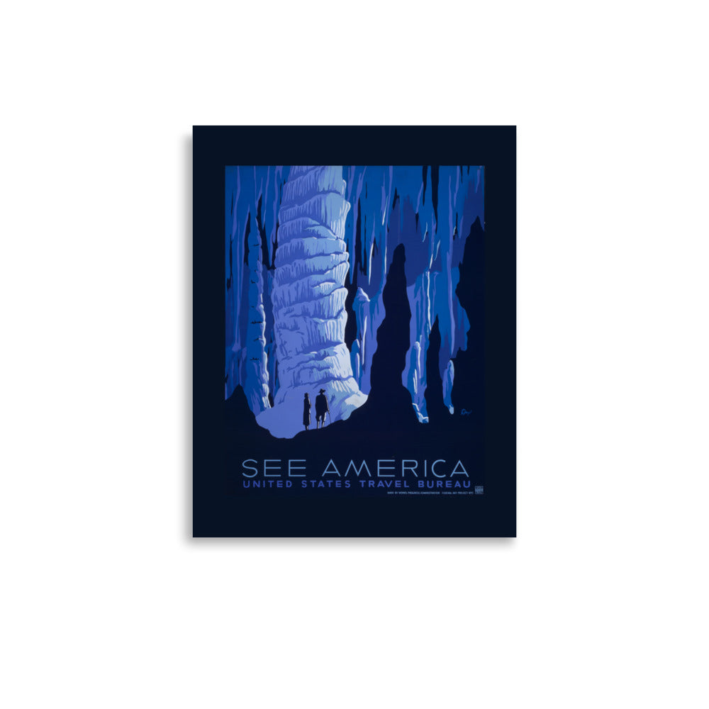 See America Blue Cave Travel Bureau Propaganda Print