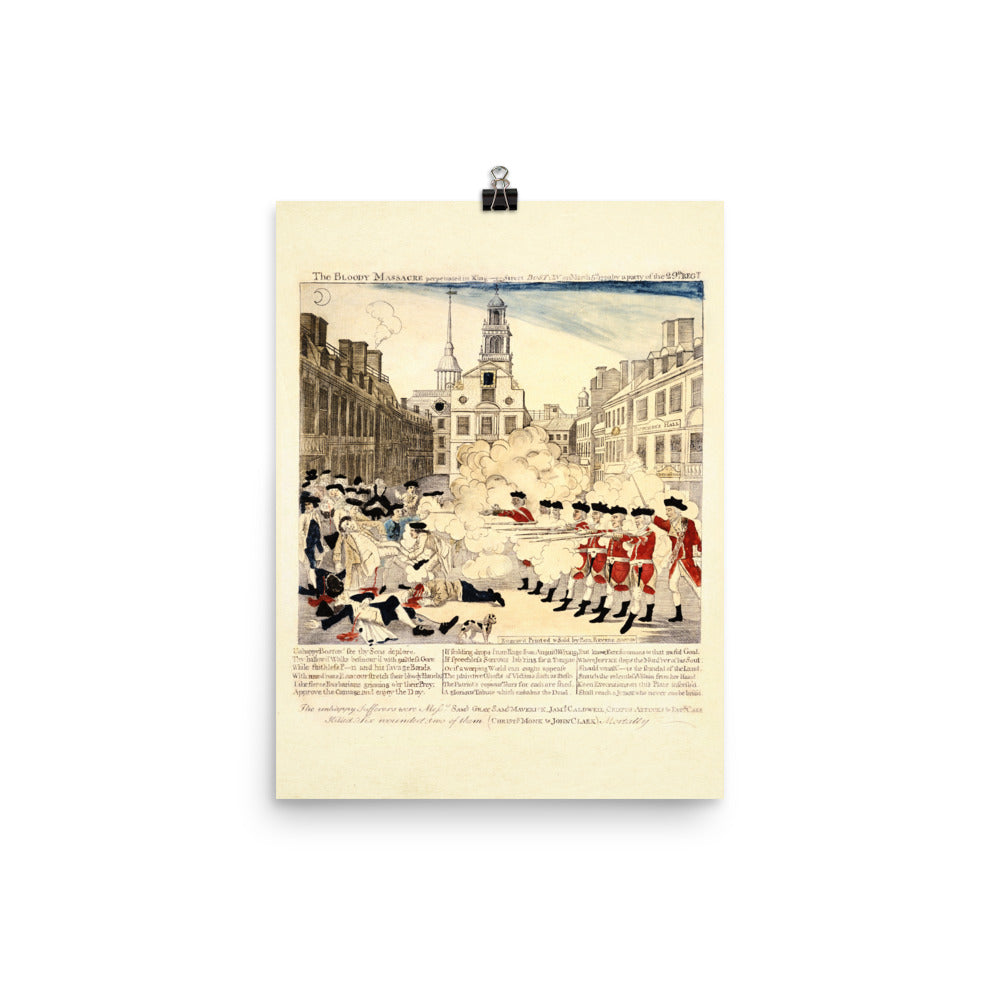 Bloody Massacre Perpetrated in Kings Street in Boston Paul Revere Engraving Print