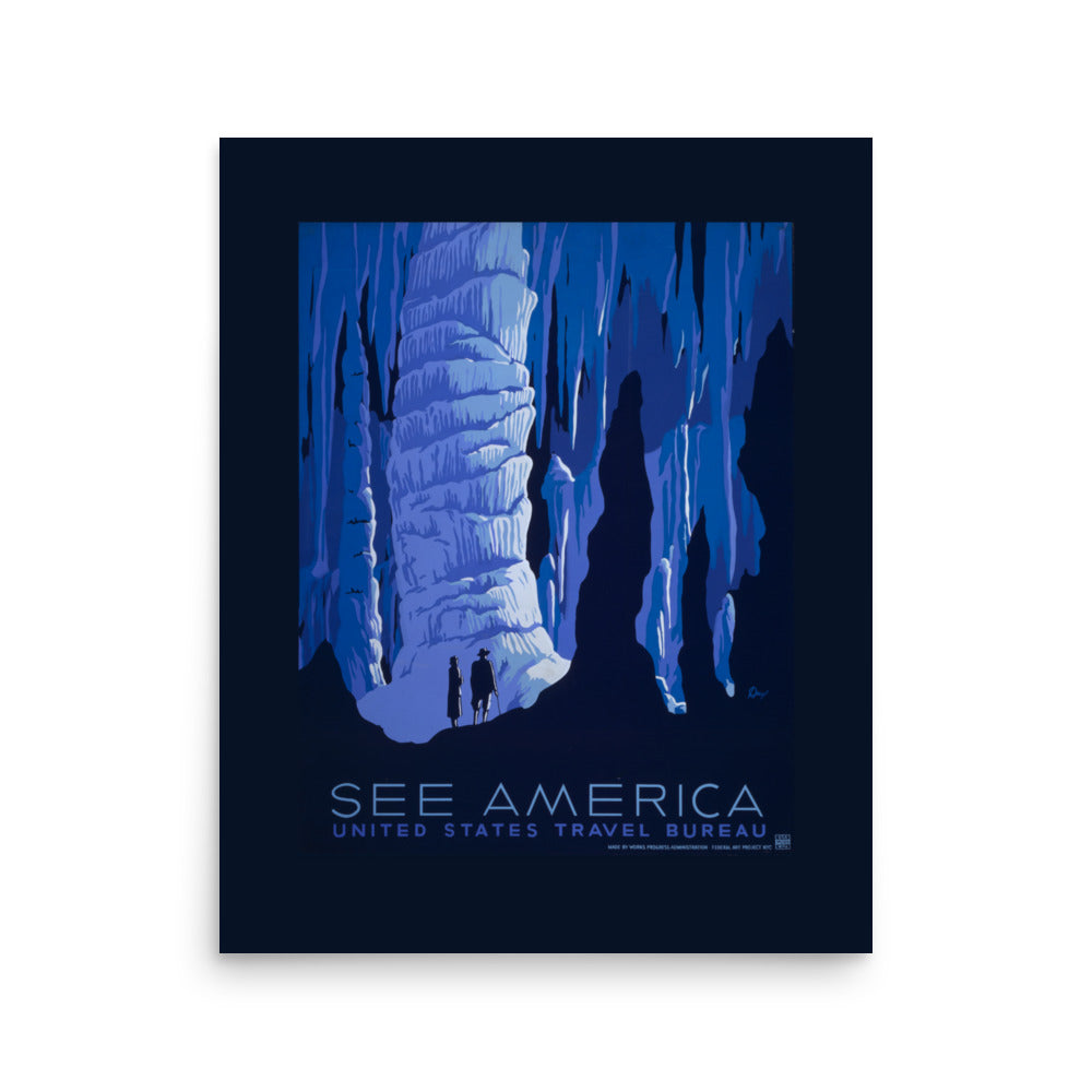 See America Blue Cave Travel Bureau Propaganda Print