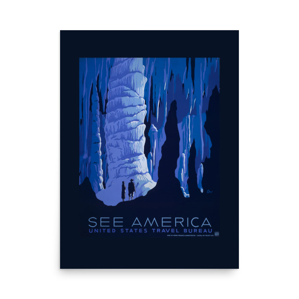 See America Blue Cave Travel Bureau Propaganda Print