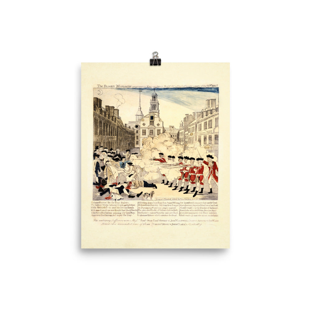 Bloody Massacre Perpetrated in Kings Street in Boston Paul Revere Engraving Print