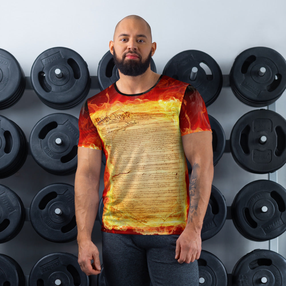 Burning Constitution Men&#39;s Athletic T-shirt