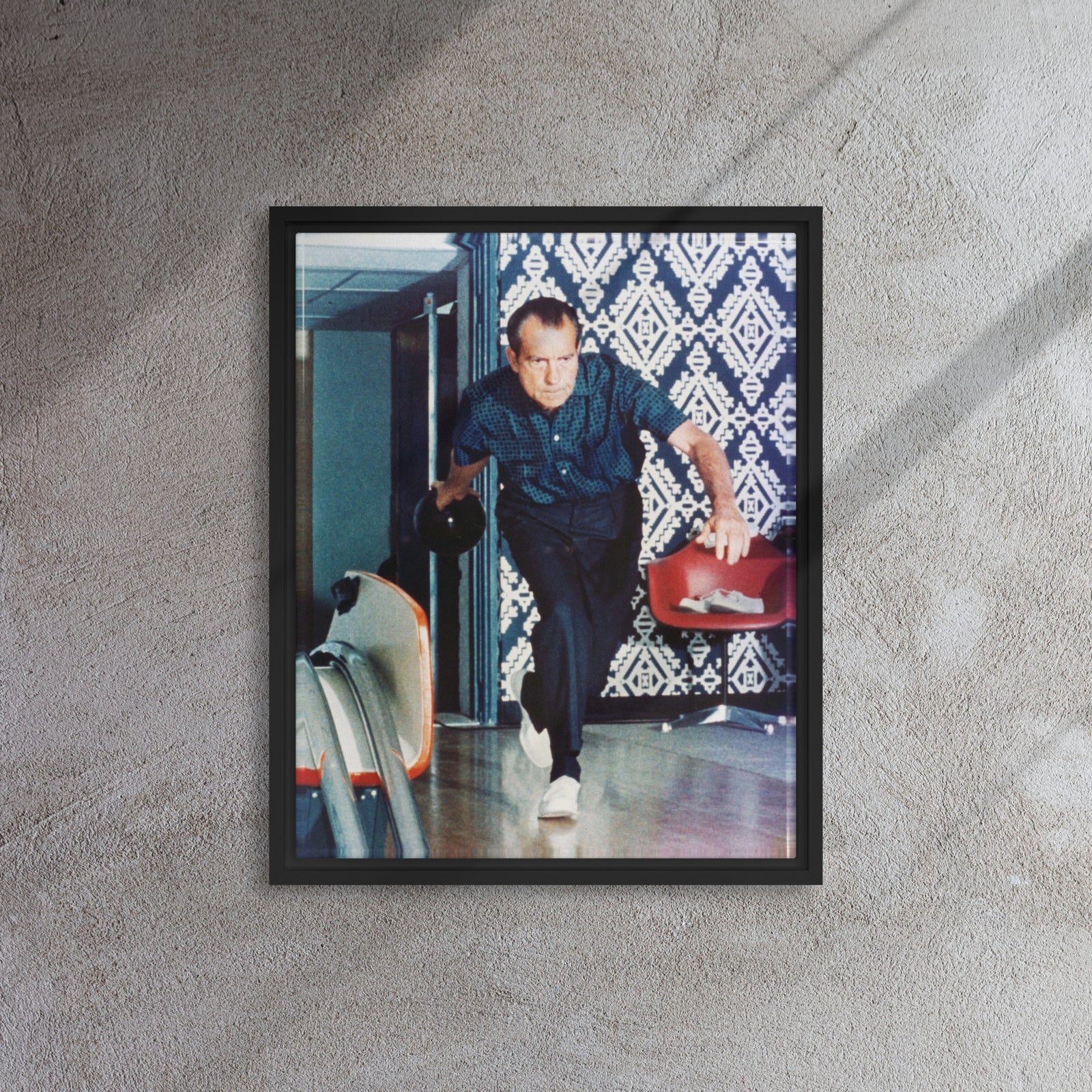 President Nixon Bowling Framed Canvas