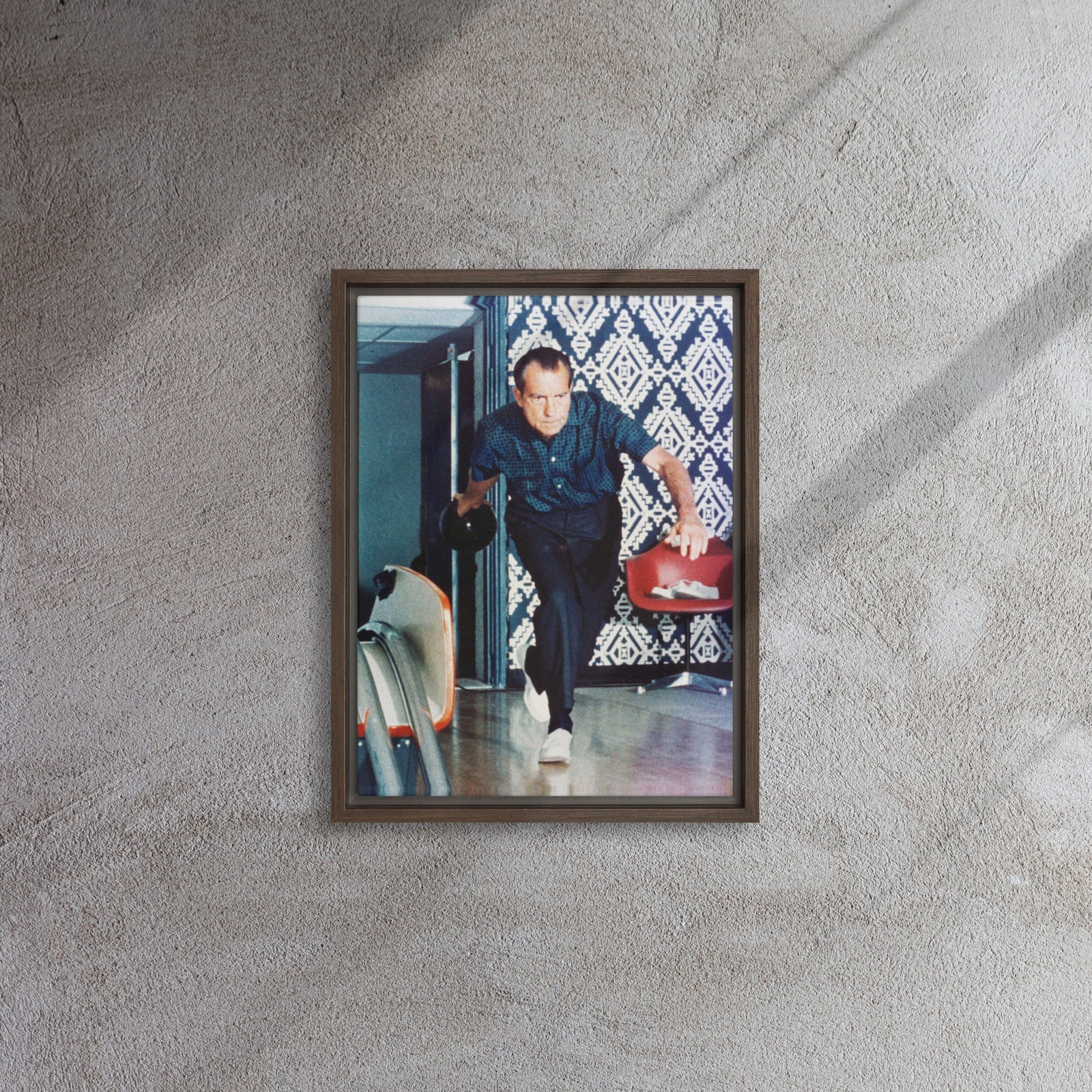 President Nixon Bowling Framed Canvas