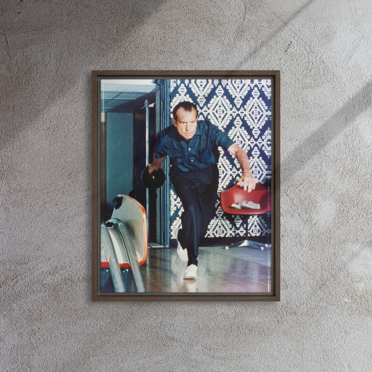 President Nixon Bowling Framed Canvas