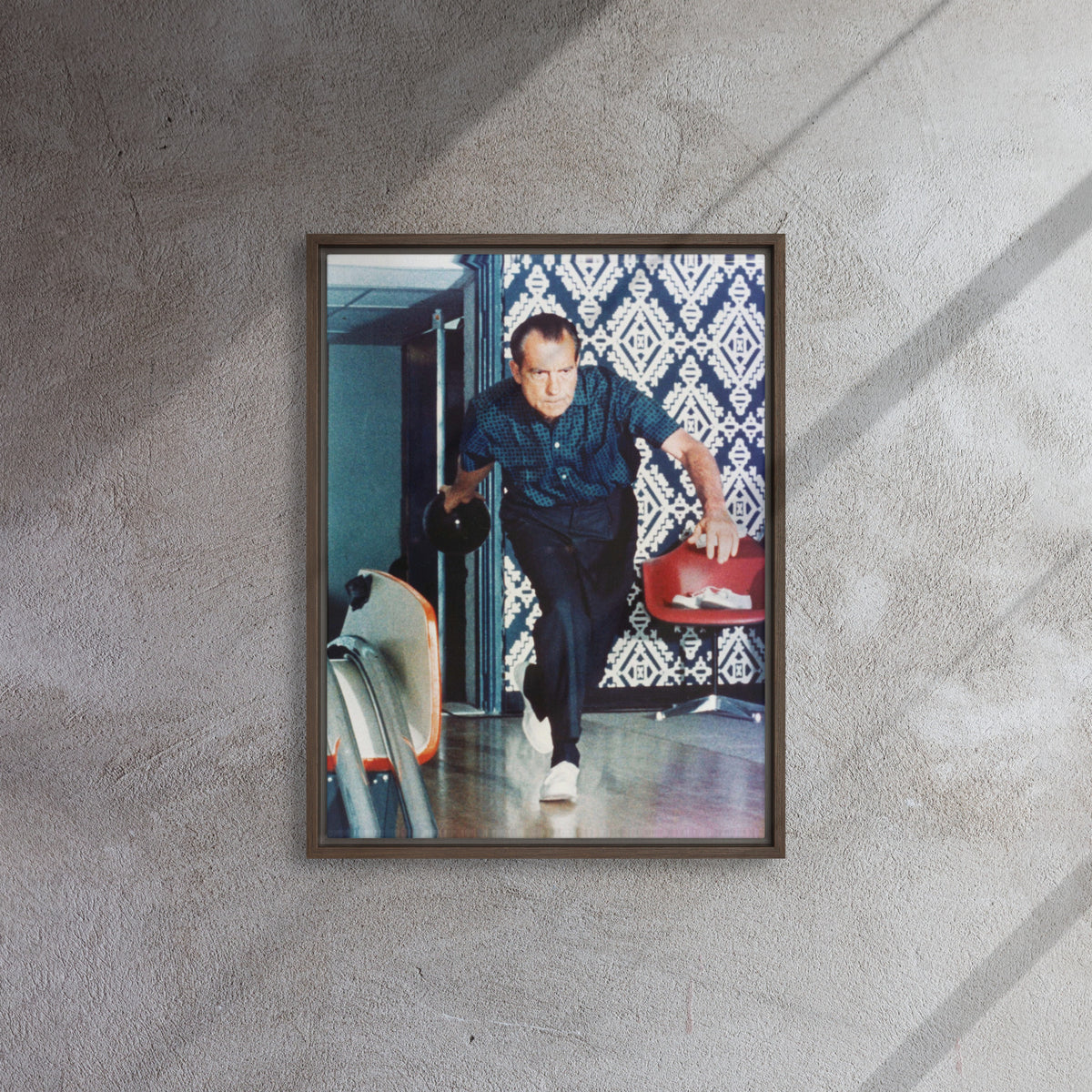 President Nixon Bowling Framed Canvas