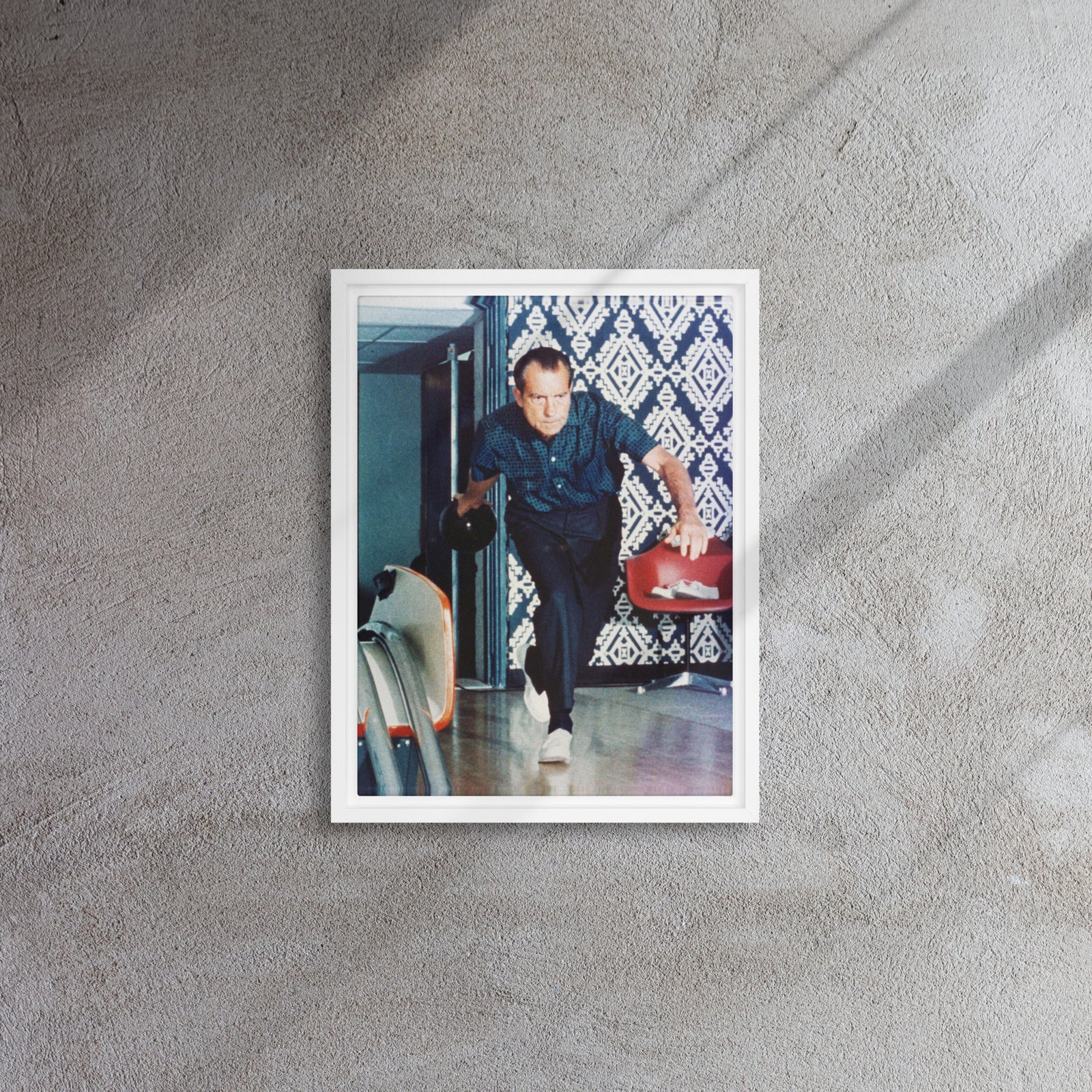 President Nixon Bowling Framed Canvas