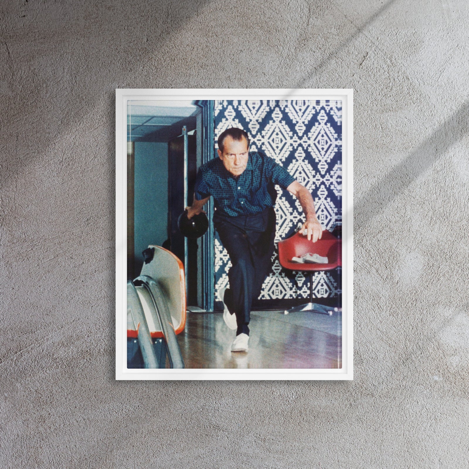 President Nixon Bowling Framed Canvas