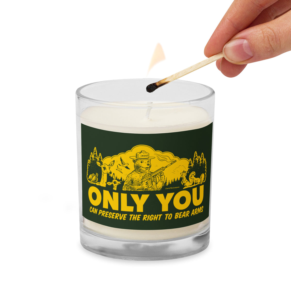 Only You Can Preserve the Right To Bear Arms Retro Smokey Glass jar candle