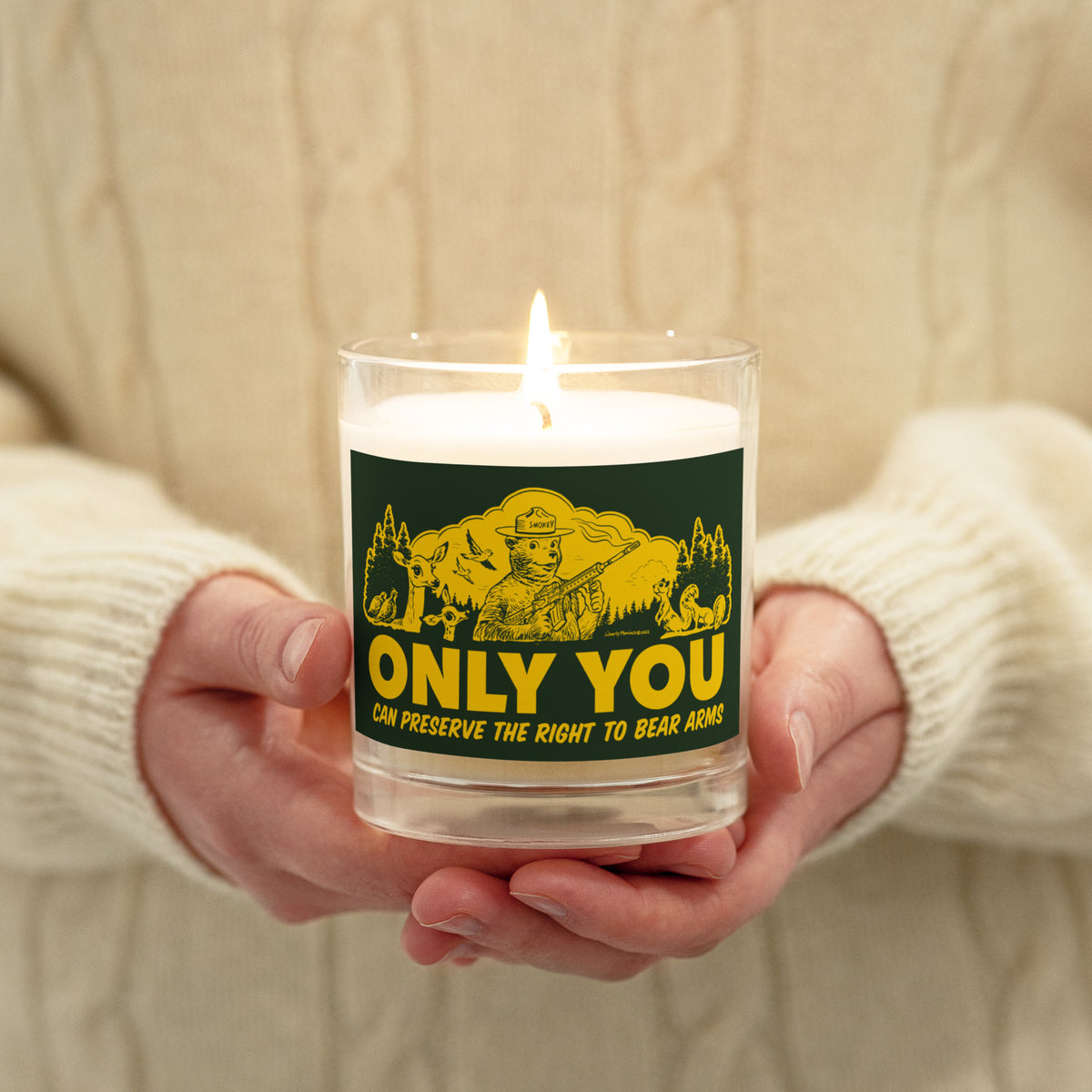 Only You Can Preserve the Right To Bear Arms Retro Smokey Glass jar candle