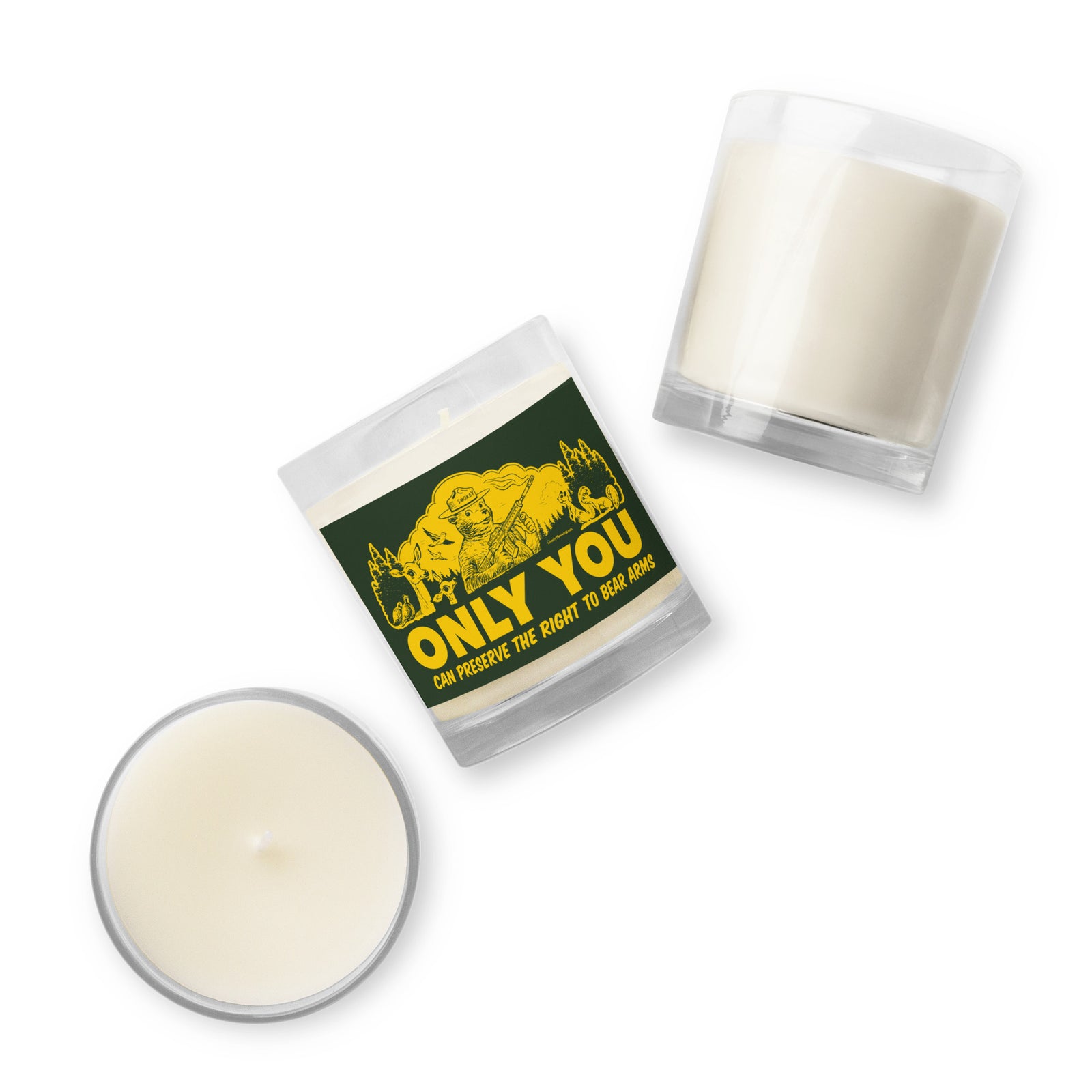 Only You Can Preserve the Right To Bear Arms Retro Smokey Glass jar candle