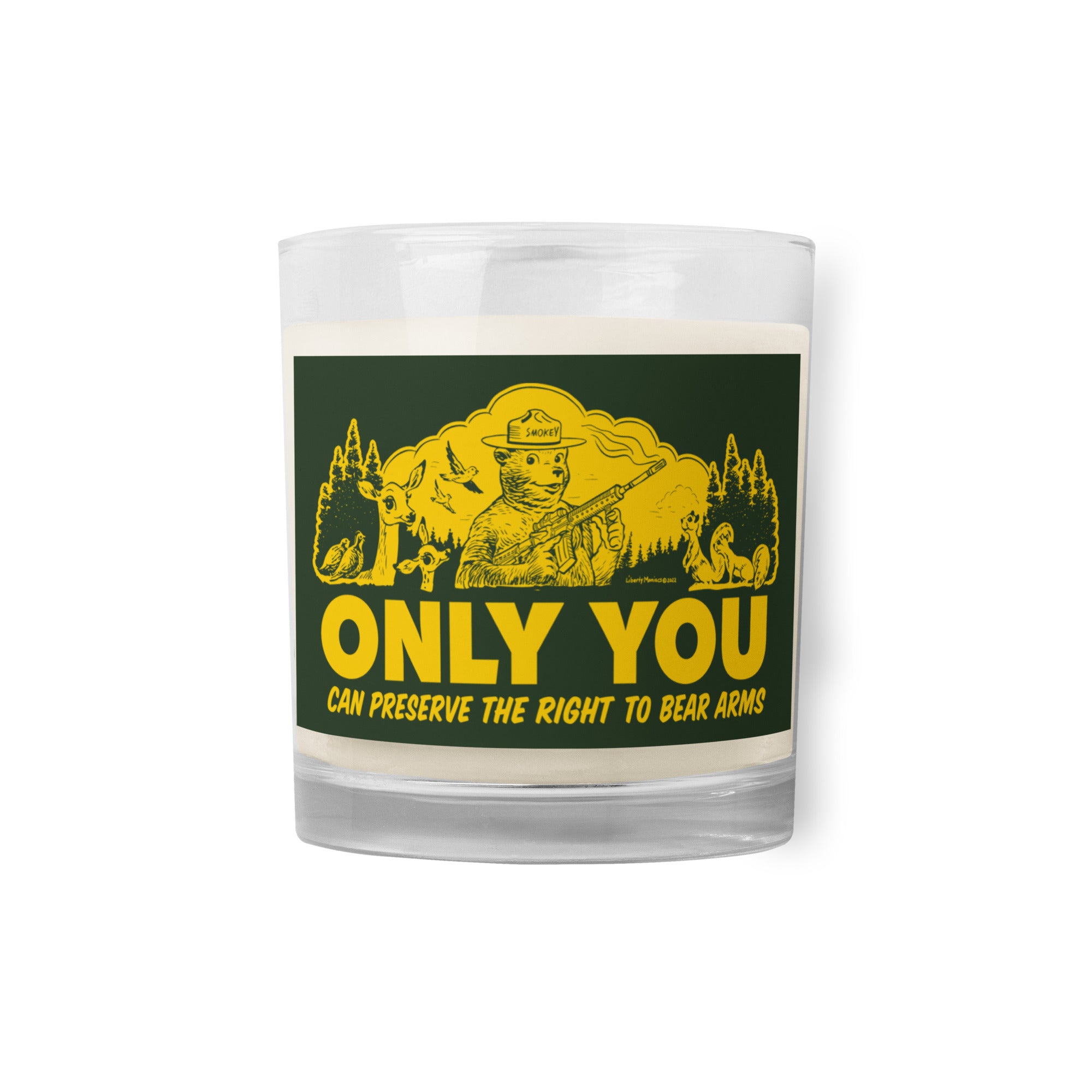 Only You Can Preserve the Right To Bear Arms Retro Smokey Glass jar candle