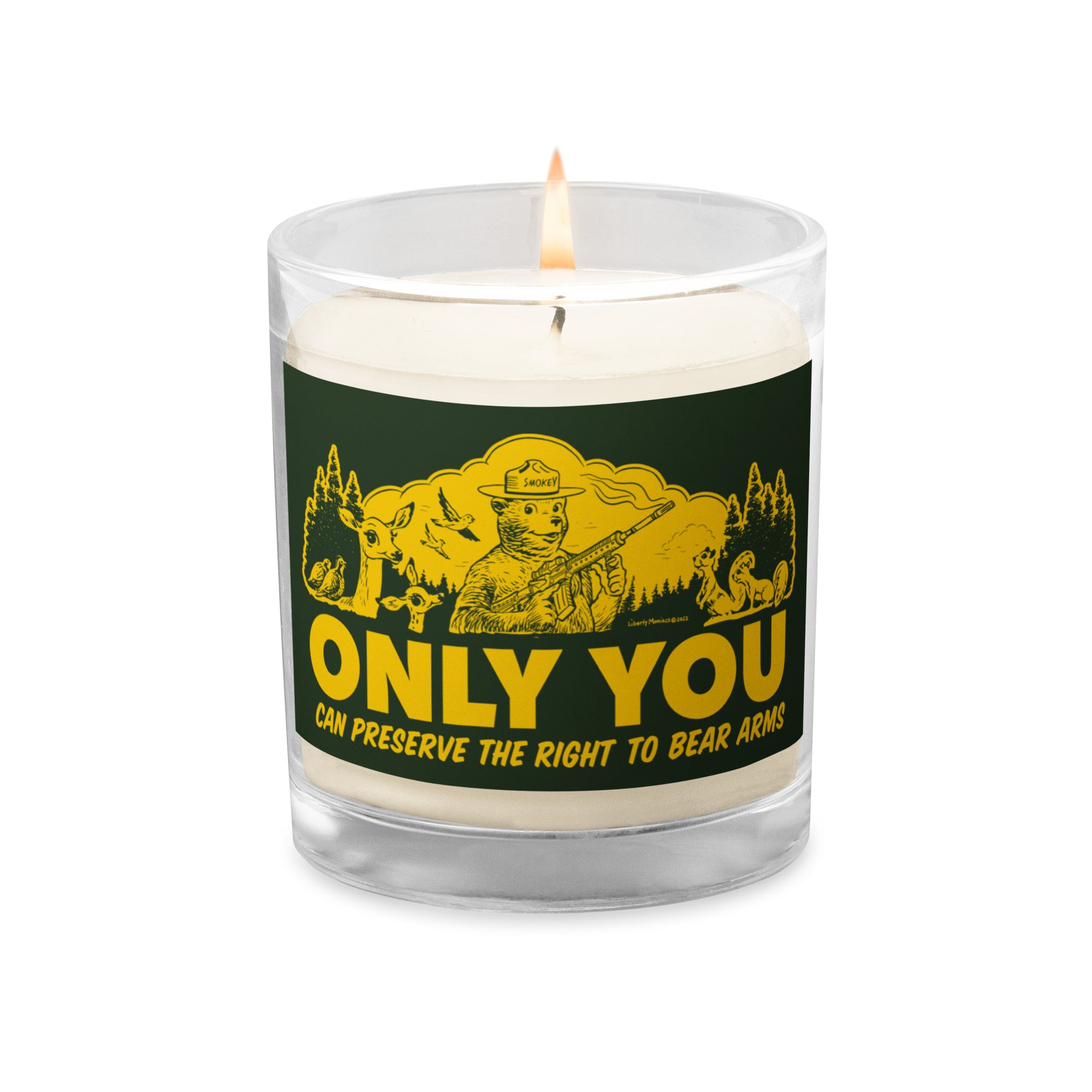 Only You Can Preserve the Right To Bear Arms Retro Smokey Glass jar candle