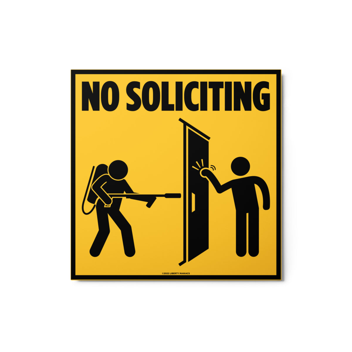 No Soliciting Flamethrower Metal prints