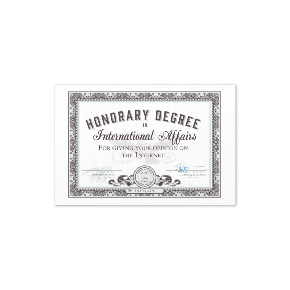 Honorary Degree in International Affairs Greeting Card