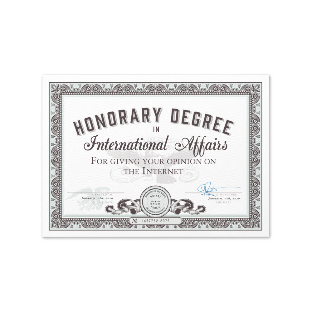 Honorary Degree in International Affairs Greeting Card