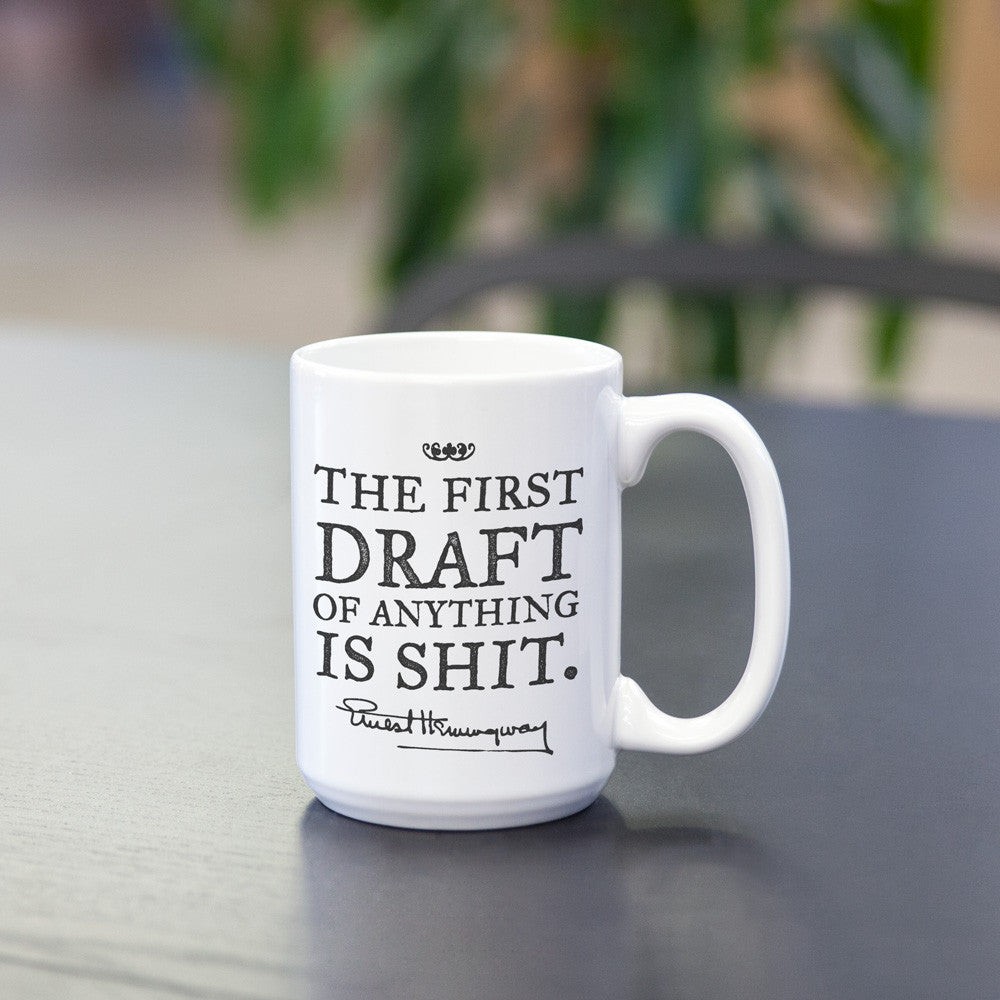 Hemingway The First Draft Quote Mug
