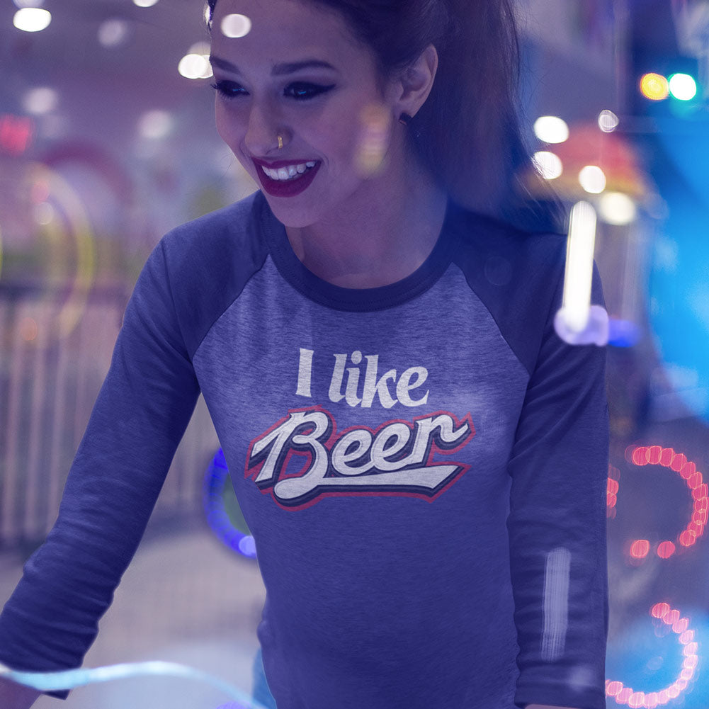 I Like Beer 3/4 Sleeve Raglan Softball Shirt