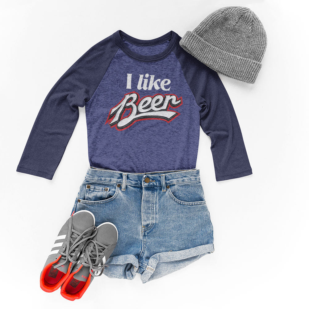 I Like Beer 3/4 Sleeve Raglan Softball Shirt