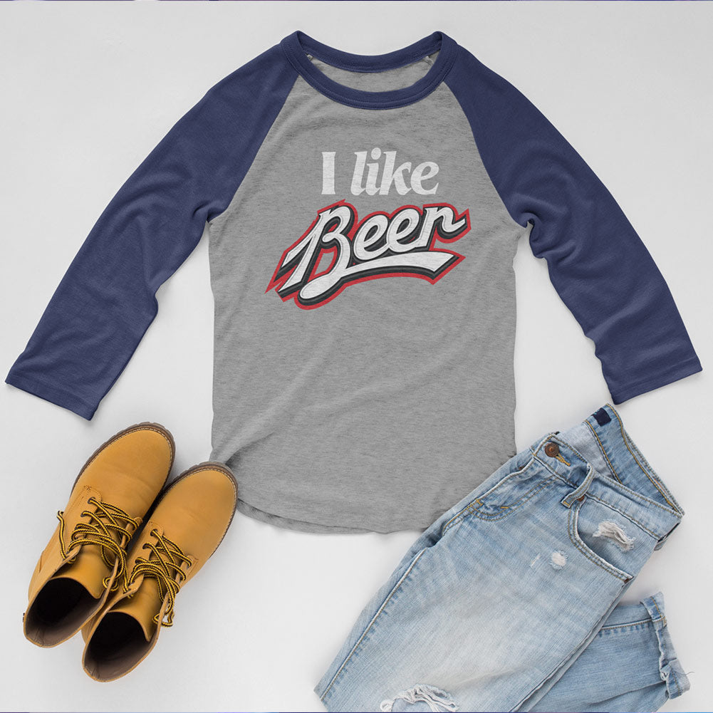 I Like Beer 3/4 Sleeve Raglan Softball Shirt