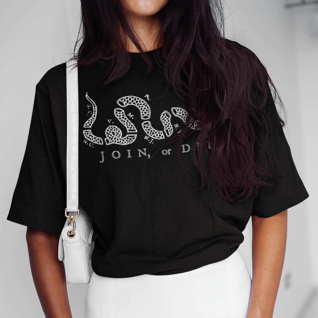 Join or Die Ben Franklin Rattlesnake Graphic T-Shirt