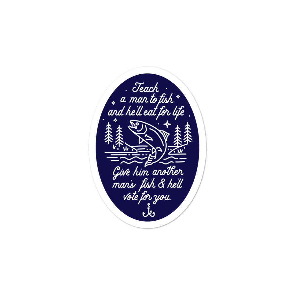 Teach A Man To Fish Oval Sticker