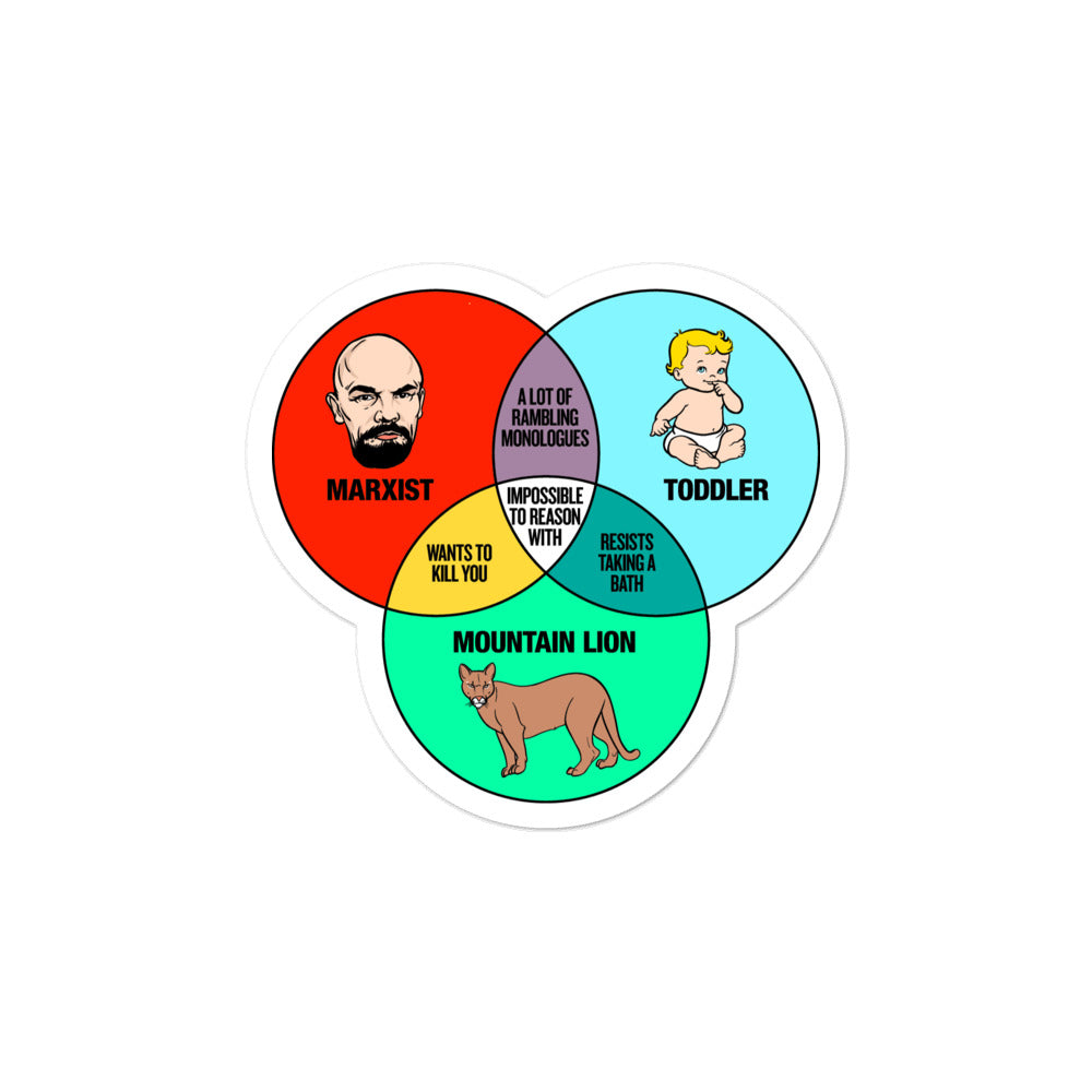 Marxist Toddler and Mountain Lion Venn Diagram Sticker