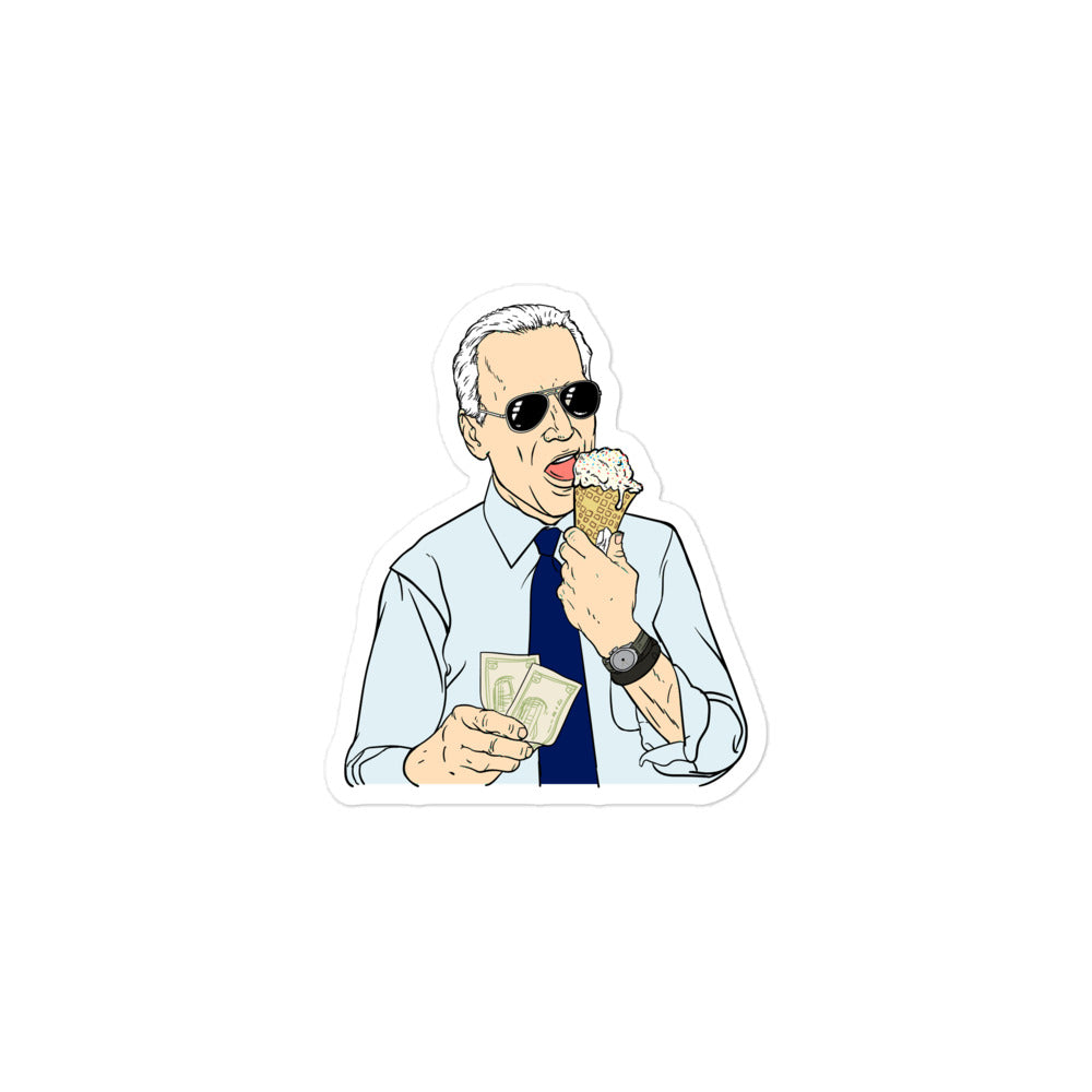 Joe Biden Eating Ice Cream Listen Here Jack Sticker