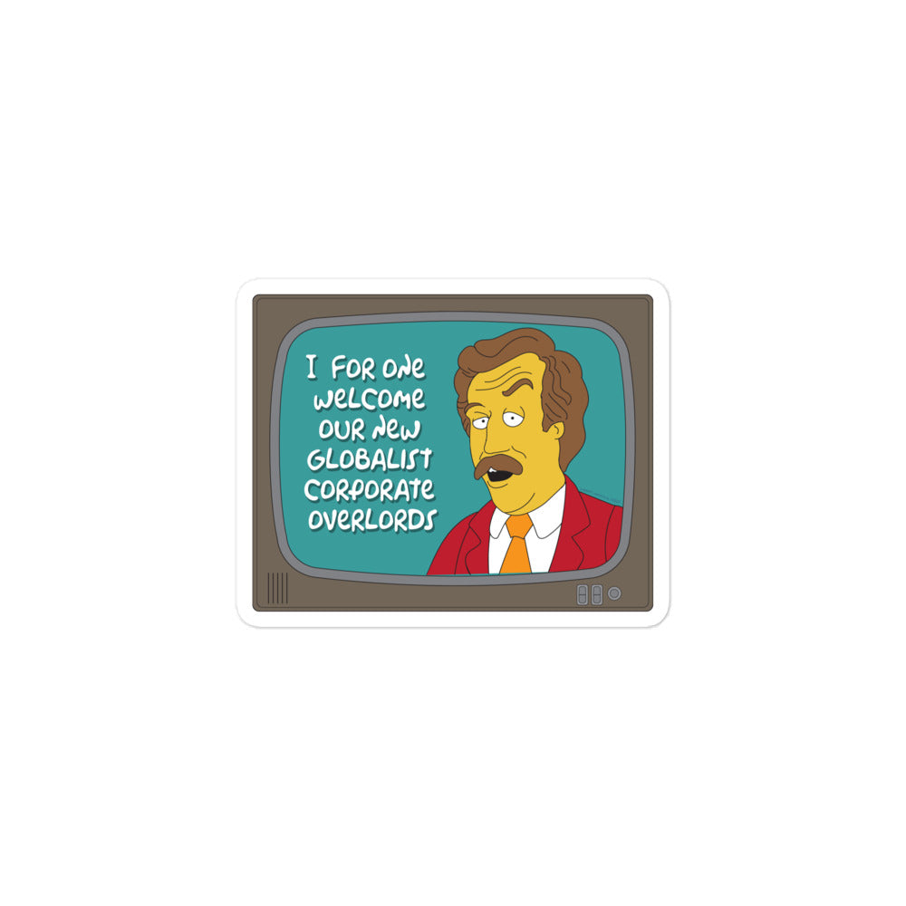 Globalist Corporate Overlords Burgundy Sticker