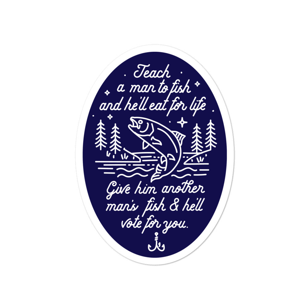 Teach A Man To Fish Oval Sticker