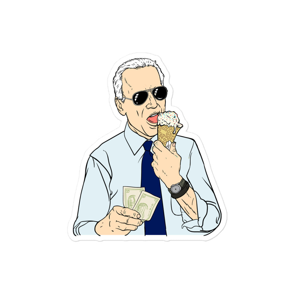 Joe Biden Eating Ice Cream Listen Here Jack Sticker