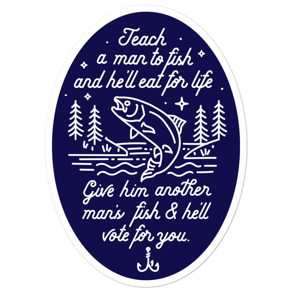 Teach A Man To Fish Oval Sticker