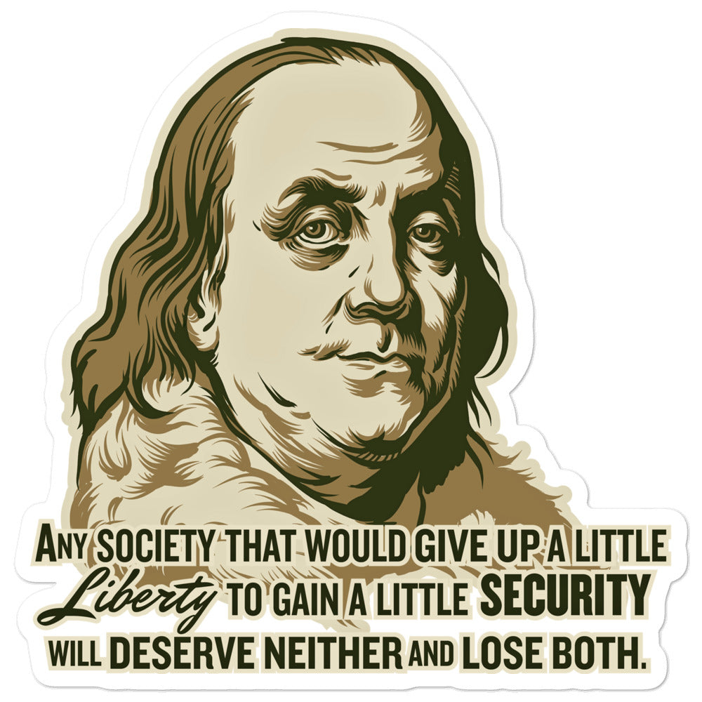 Ben Franklin Liberty and Security Quote Sticker