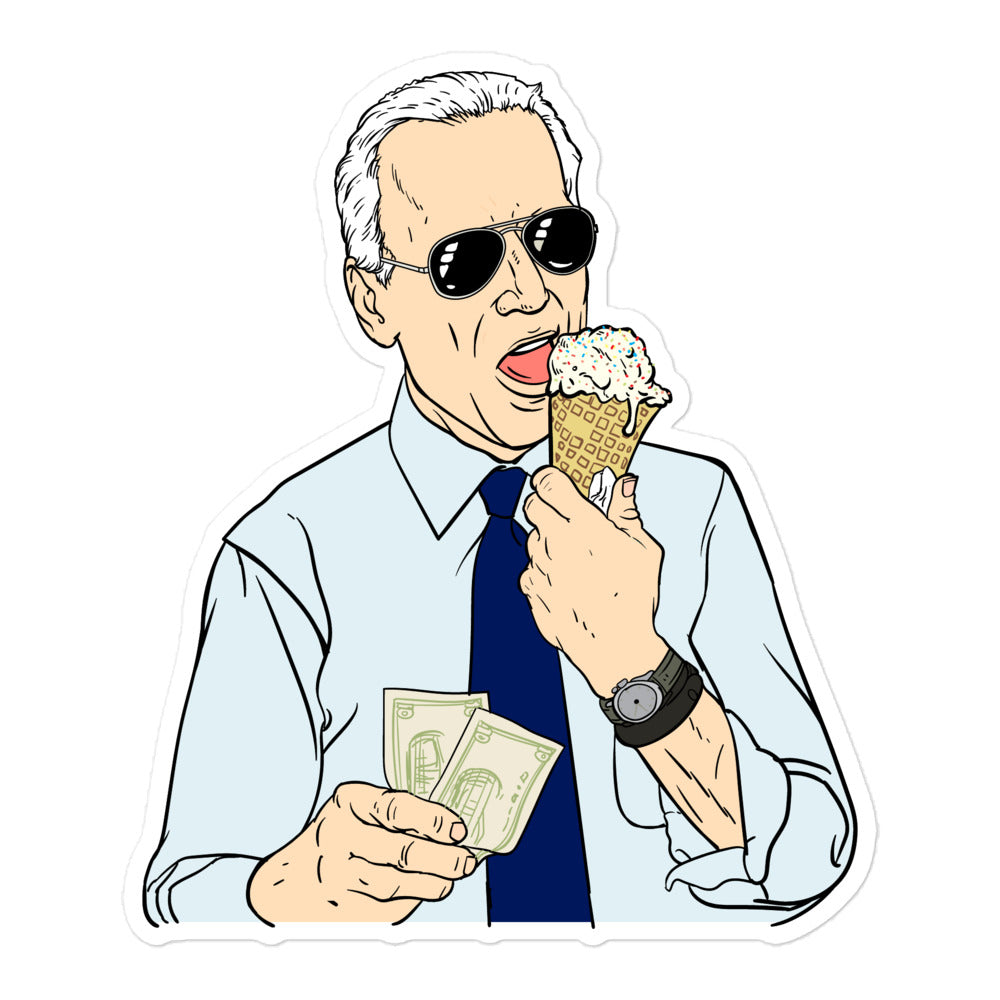 Joe Biden Eating Ice Cream Listen Here Jack Sticker