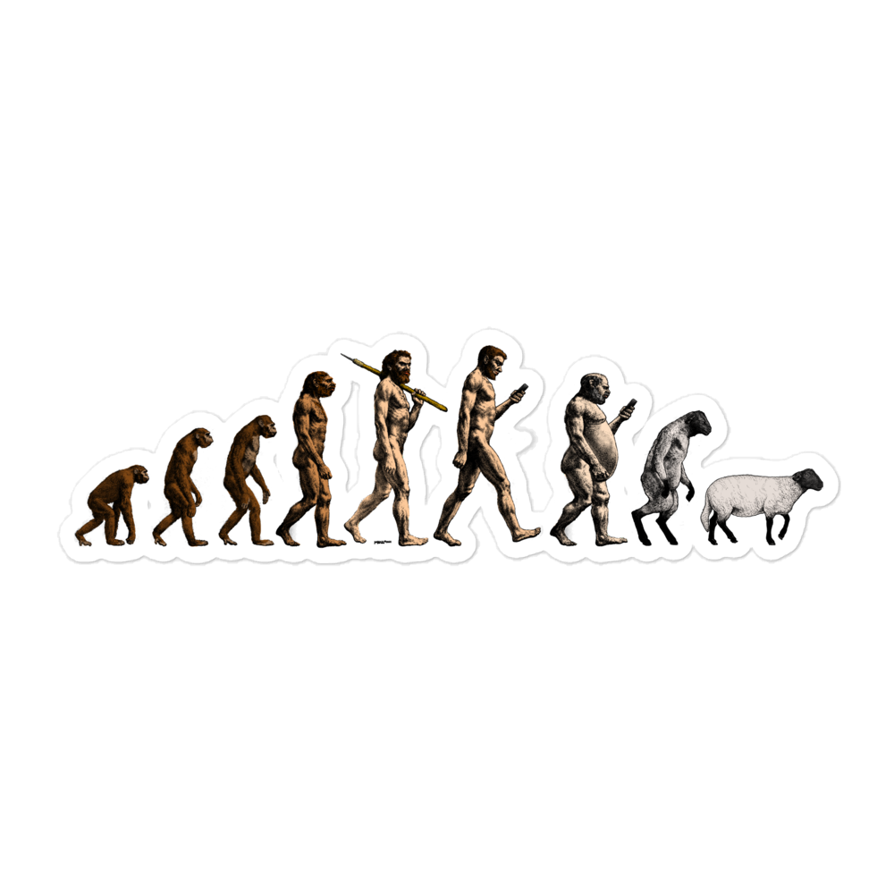 March of Modern Devolution Sheeple Sticker