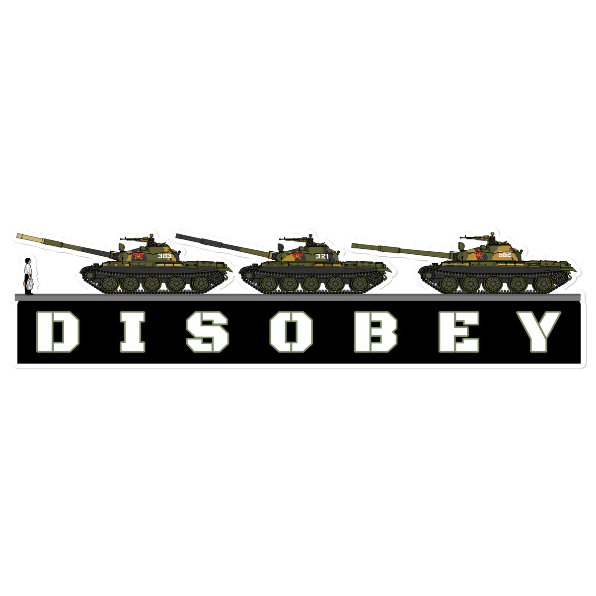 Tiananmen Tank Man Disobey Bumper Sticker