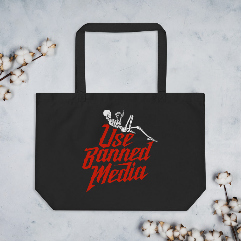 Use Banned Media Large organic tote bag