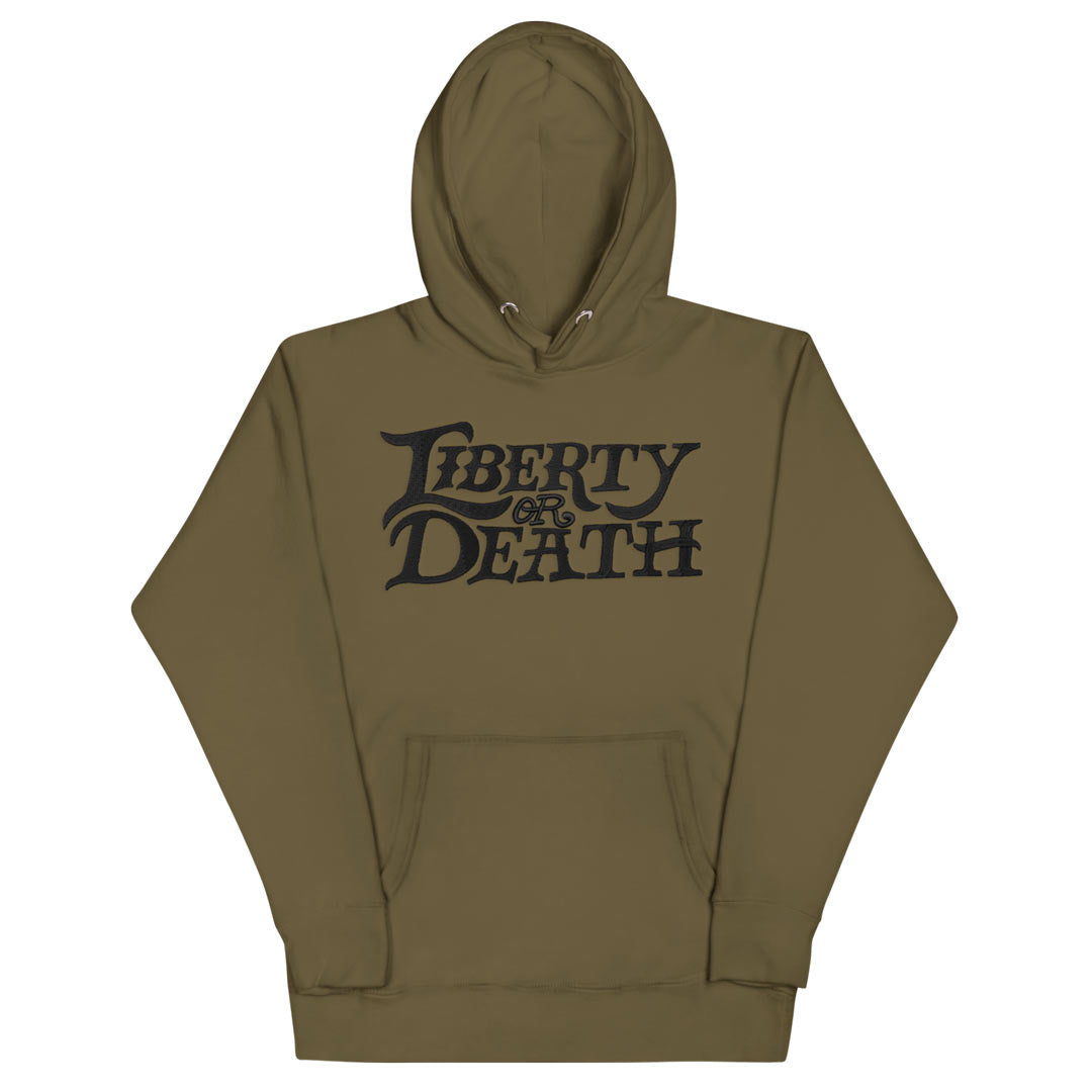 Liberty or Death Hand Lettering Embroidered Hoodie