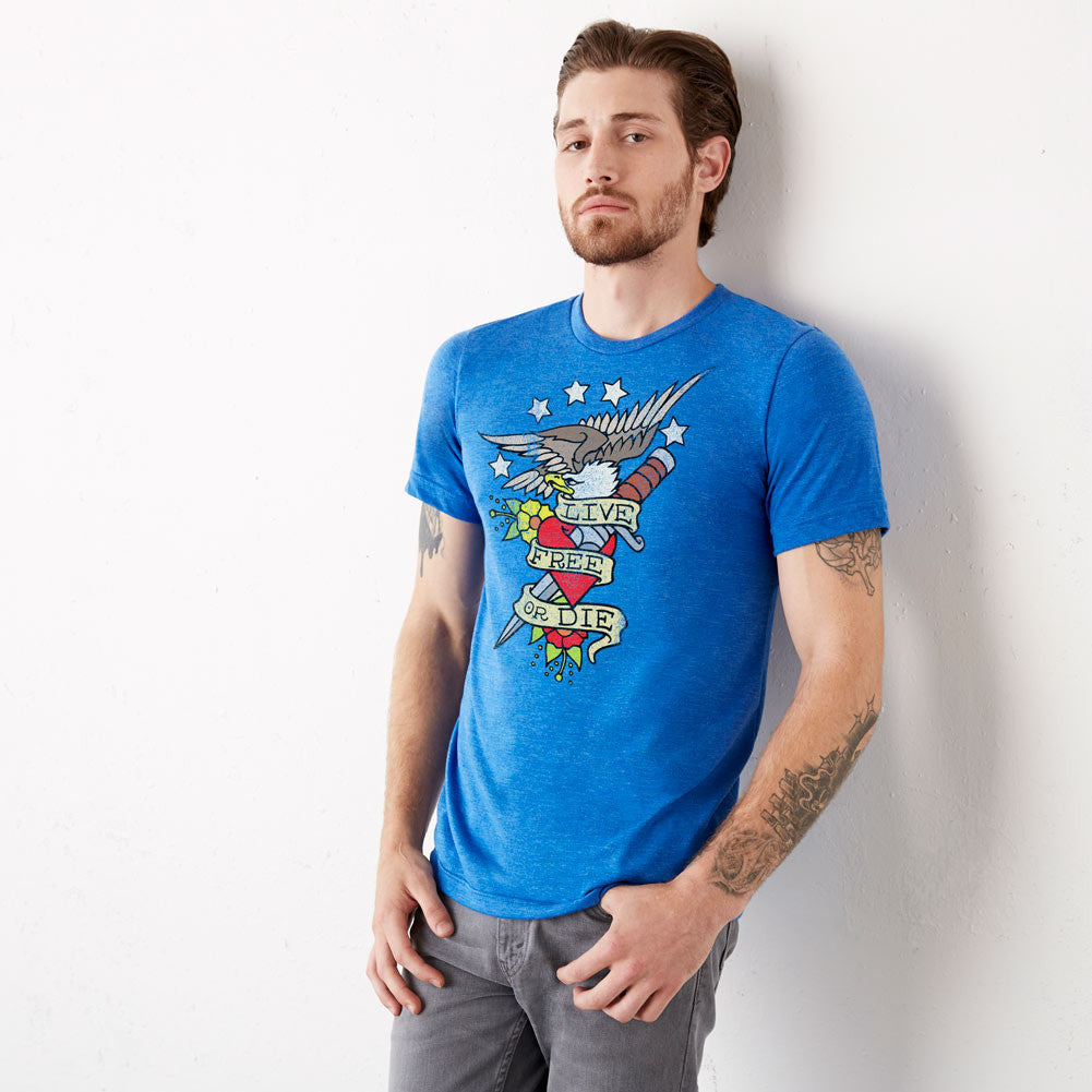 Live Free Or Die Vintage Inked Triblend T-Shirt