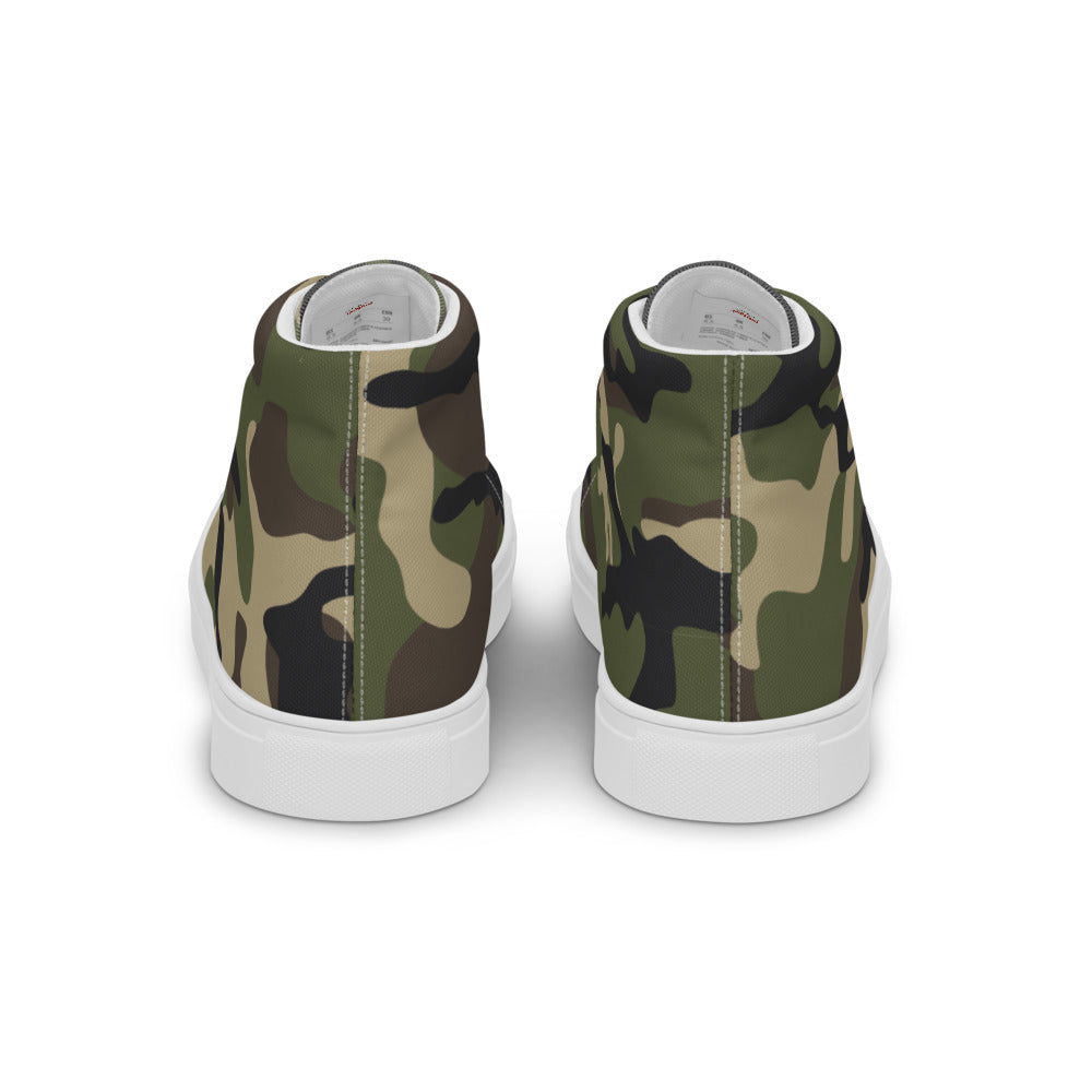 Woodland Camo Men’s high top canvas shoes