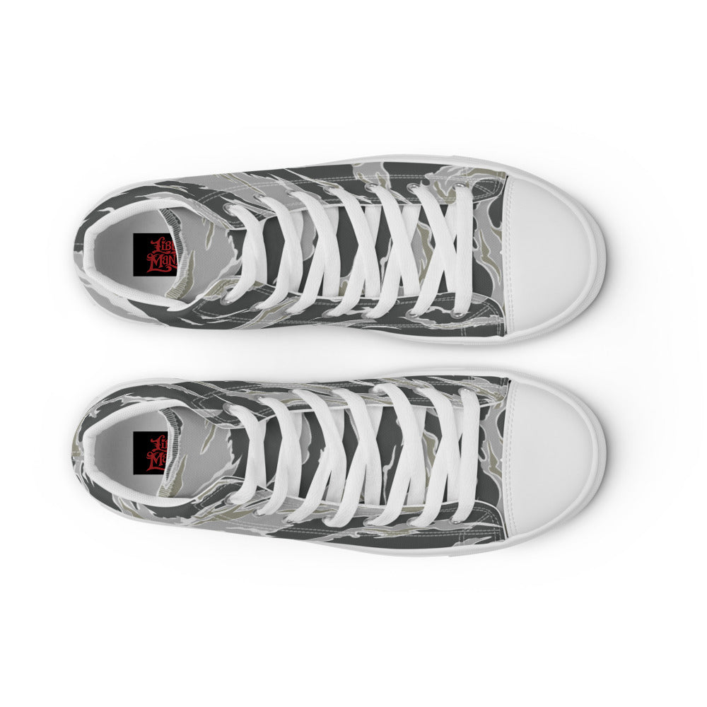 Tiger Stripe Drab Camo Men’s high top canvas shoes