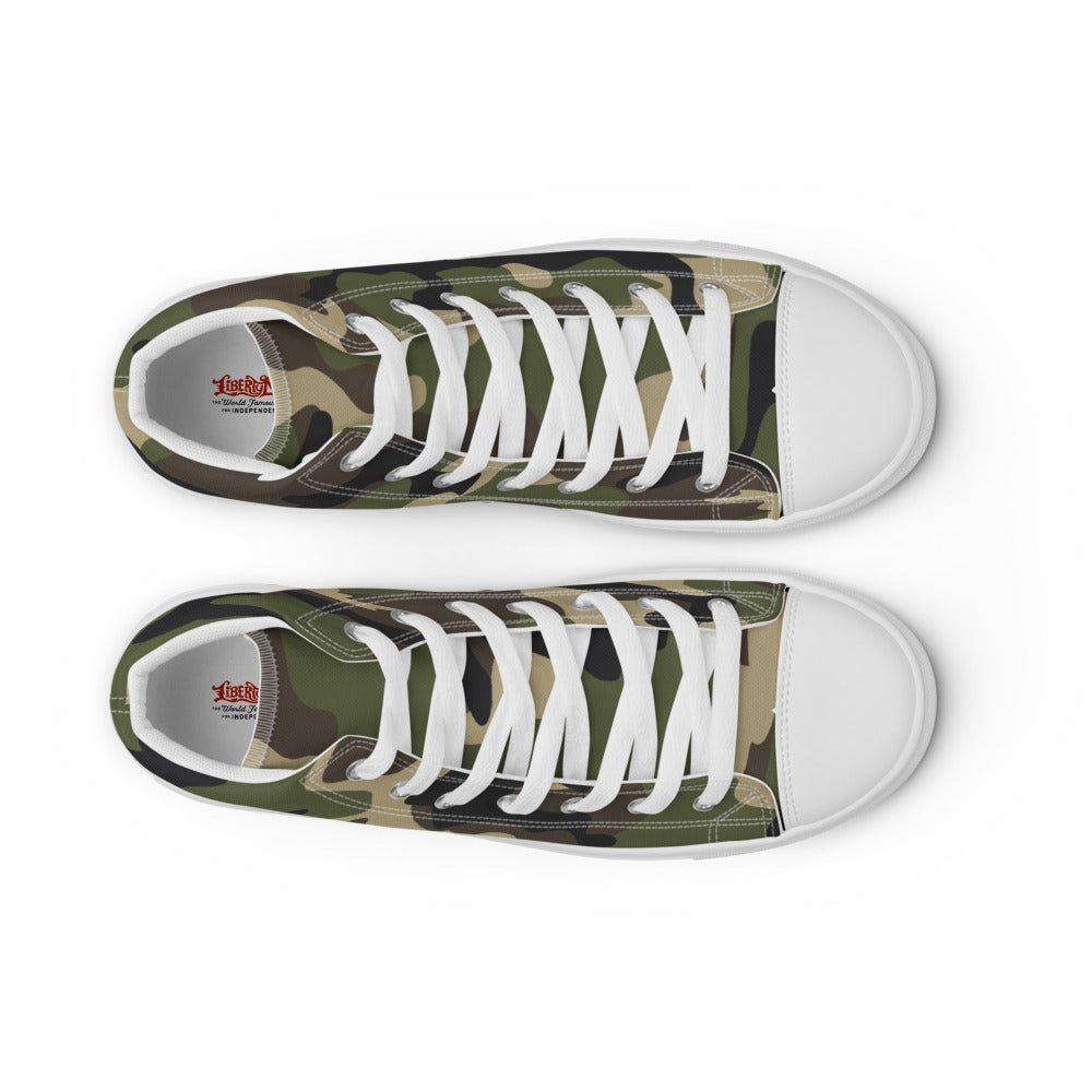 Woodland Camo Men’s high top canvas shoes